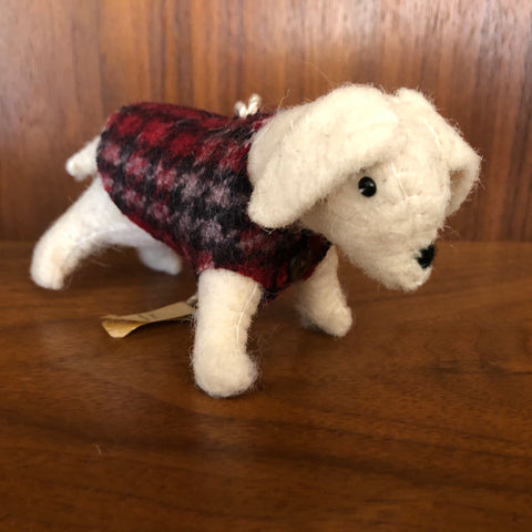 dapper dog felted wool ornament