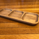 be home wooden tray with three compartments