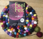 feel felt, felted wool 5 1/2" diameter trivet, multi color