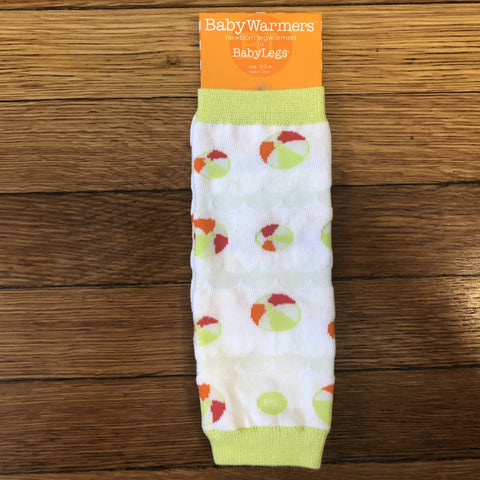 babylegs organic cotton leg warmers, newborn size 0-3m, beach ball