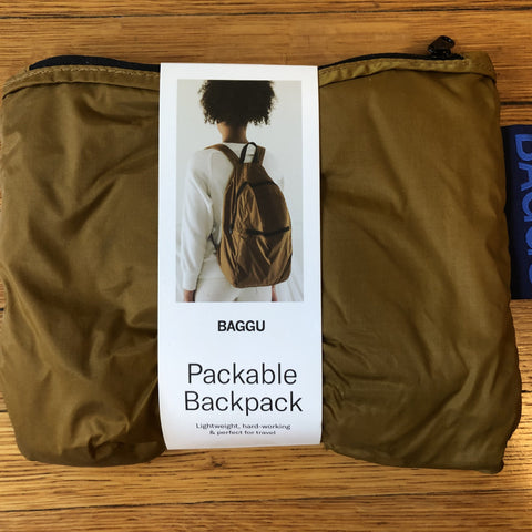 baggu packable backpack, bronze
