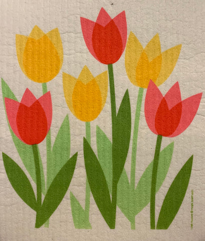 tulip fieldswedish dishcloth:  biodegradable & compostable dishcloth made of 70% cellulose/30% cotton & water-based inks