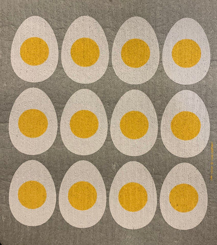 eggs swedish dishcloth:  biodegradable & compostable dishcloth made of 70% cellulose/30% cotton & water-based inks