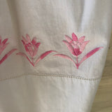 seven smooches pink flower embroidered at pillow slip bottom, 3 to 12 month
