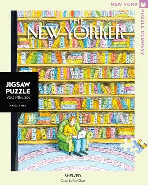 New York Puzzle Companys 750 piece jigsaw puzzle of the New Yorker cover Shelved. Made in the USA