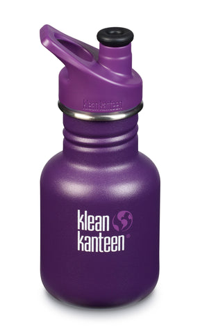 klean kanteen kid classic sport 12oz grape jelly water bottle. bpa & bps free