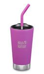 klean kanteen berry bright 16oz insulated tumber comes with a straw lid