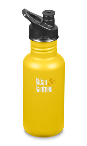 klean kanteen 18 oz lemon curry standard mouth water bottle. bpa & bps free.