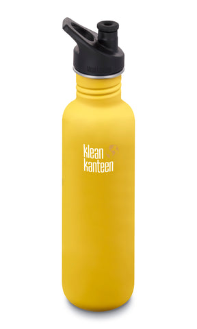 klean kanteen 27 oz lemon curry standard mouth water bottle. bpa & bps free.