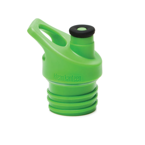 klean kanteen green sport cap features a soft silicone spout and is dishwasher safe, has an attachment loop, and provides one-handed operation
