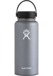 graphite 32 oz wide mouth hydro flask bottle keeps liquids cold for up to 24 hours and hot up to 6. bpa-free 