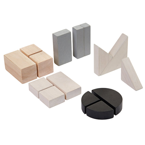 plan toys fraction blocks are 15 wood blocks to learn geometry, shapes, & fractions & build things by imagination