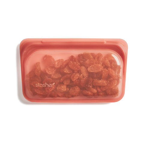 stasher reusable silicone snack bags, terra cotta