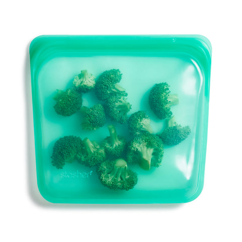 stasher reusable silicone sandwich bags, jade