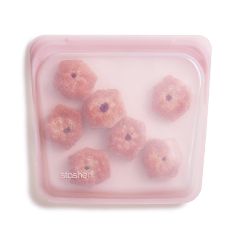 stasher reusable silicone sandwich bags, rose quartz