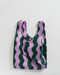 pink and green wavy stripe standard baggu