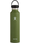 olive 24 oz standard mouth hydro flask bottle keeps liquids cold for up to 24 hours and hot up to 6. bpa-free 