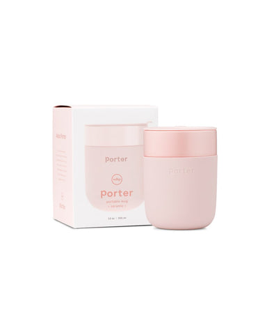 w&p blush 12oz porter mug is crafted with durable ceramic and wrapped in a protective matte silicone
