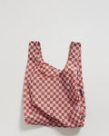 standard baggu rose checkerboard reusable shopping bag holds up to 50lbs. made from 40% recycled ripstop nylon