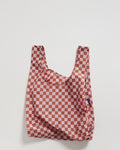 standard baggu rose checkerboard reusable shopping bag holds up to 50lbs. made from 40% recycled ripstop nylon