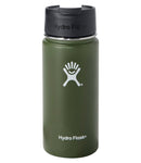 olive 16 oz wide mouth hydro flask bottle keeps liquids cold for up to 24 hours and hot up to 6. bpa-free 