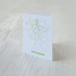 amsterdam subway map, lineposters note card