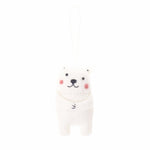 artic polar bear animal ornament hand felted, stuffed and stitched with care by artisans in nepal