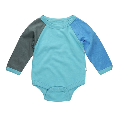 babysoy color block bodysuit, ocean lakeblue tornado