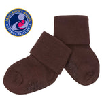 babysoy solid colored non-slip comfy socks, cocoa