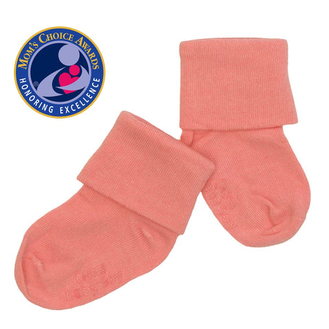 babysoy solid colored non-slip comfy socks, rose