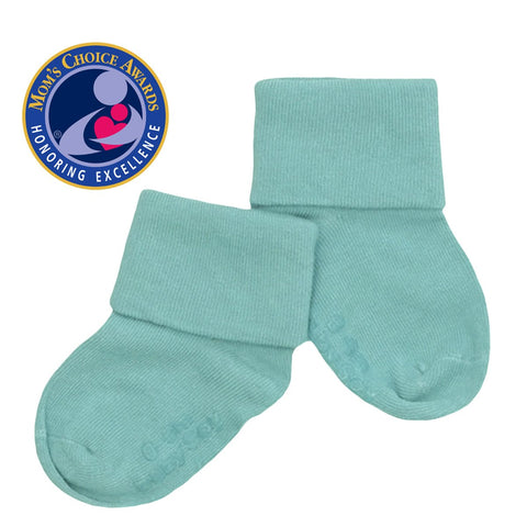 babysoy solid colored non-slip comfy socks, sky