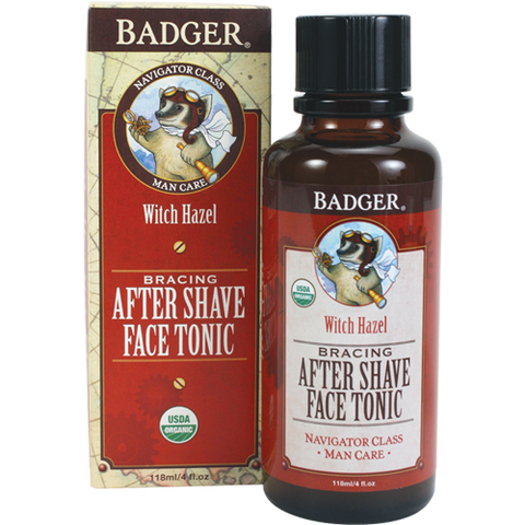 badger after-shave face tonic - navigator class man care has a light witch hazel based bracer with a cooling hit of menthol