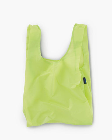 lime standard baggu reusable shopping bag holds up to 50lbs. can fit over shoulder. made from 40% recycled ripstop nylon