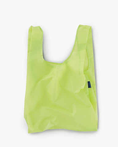 lime standard baggu reusable shopping bag holds up to 50lbs. can fit over shoulder. made from 40% recycled ripstop nylon