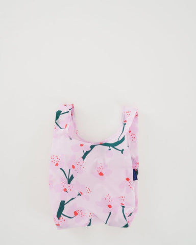 cherry blossom baby baggu reusable shopping bag holds up to 50lbs. made from 40% recycled ripstop nylon