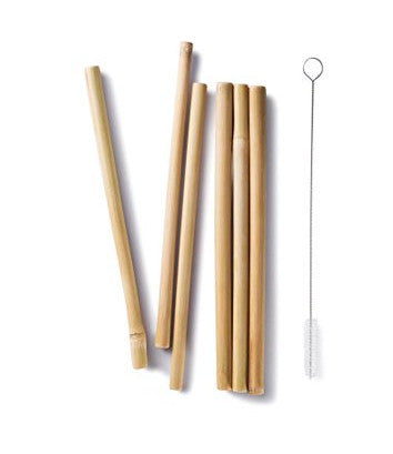 bambu bamboo straws (set of 6) including cleaning brush. made from organic bamboo