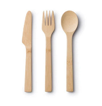 bambu bamboo spoon, knife & fork set made from organic bamboo with no glues or lacquers