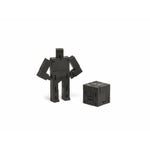 areaware black ninja micro cubebot is a robot toy that can be assembled into countless poses and folds up into a cube