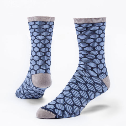 maggie's organics cotton trouser socks - bee keeper  navy/blue - size medium, large