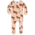 milkbarn pink horse 100% GOTS certified organic cotton footed romper