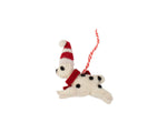 christmas puppy ornament is handcrafted from felt in india