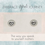 chocolate & steel earrings, sterling silver tiny love stud