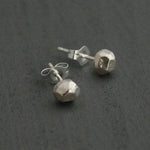 chocolate & steel earrings, pebble studs sterling silver