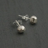 chocolate & steel earrings, pebble studs sterling silver