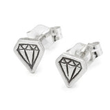 chocolate & steel earrings, diamond studs sterling silver