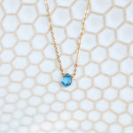 chocolate & steel, blue teardrop choker
