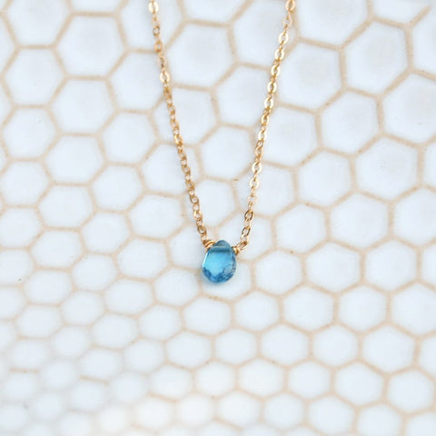 chocolate & steel, blue teardrop choker