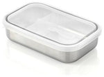 u-konserve clear divided rectangle 25oz stainless steel food container with movable divider is a reusable bento-style lunchbox