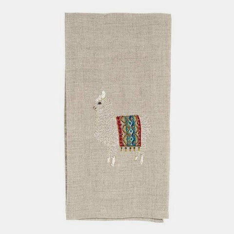 alpaca tea towel from coral & tusk with embroidery on 100% linen