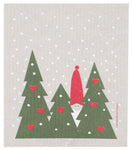 tomte in forest holiday swedish dishcloth:  biodegradable & compostable dishcloth made of 70% cellulose/30% cotton & water-based inks